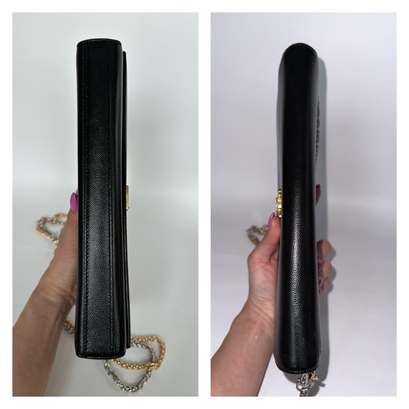 π― YSL Saint Laurent Large Black Leather Clutch on Chain w/ auth cert - Picture 10 of 14